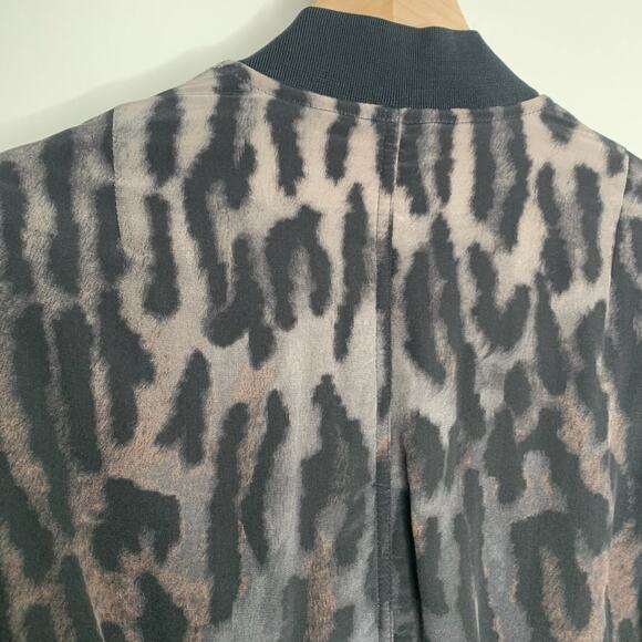 ALLSAINTS Sinai Leopard Print Silk Bomber Jacket Womens Small - Picture 14 of 16